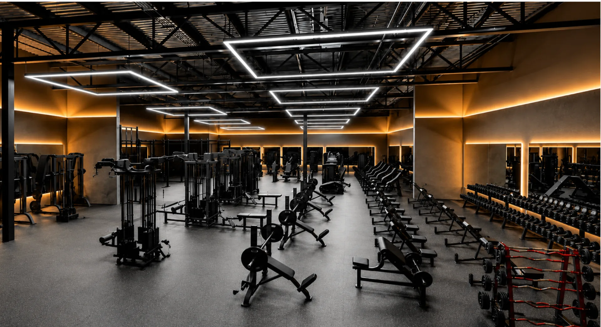 The Third Place training floor — premium equipment under signature lighting